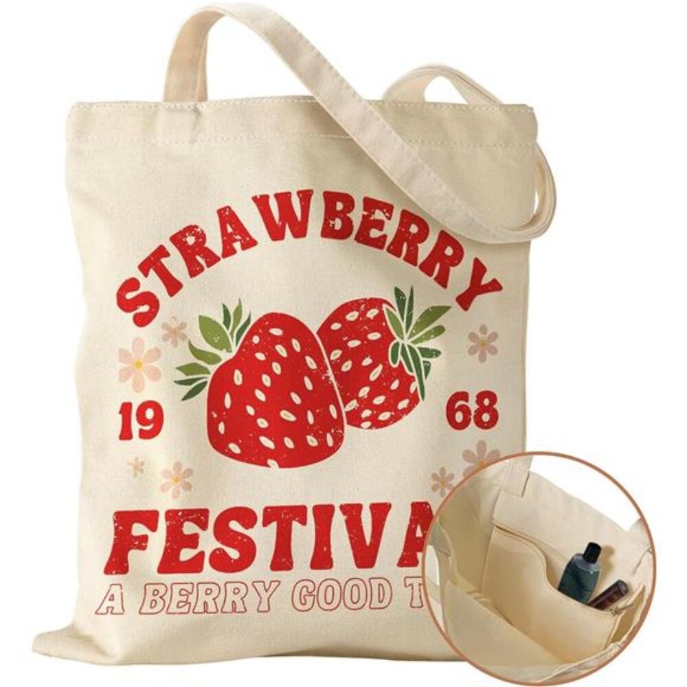 Canvas Tote Bag with Inner Pocket for Women, Cloth Cotton Totes Bag